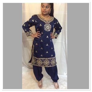 Blue and Silver Shalwar Kameez